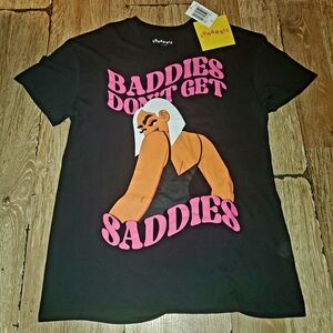 Black Graphic Tee with Pink Lettering